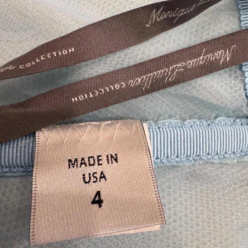 Monique Lhuillier Collection Draped Off-The-Shoulder Silk Gown Blue Maxi Dress - Picture 15 of 15